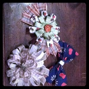 Set of 3 ribbon and fabric hair bows